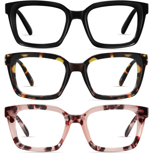 Lesebrille mit Blaulichtfilter, übergroßes quadratisches Gestell