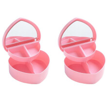2X Heart Shape Jewelry Boxes, Plastic Jewelry Storage, Heart-Shaped Jewelry Boxes Stationery Boxes