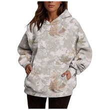 Women's Camo Hoodie Maple Leaf Print Oversized Sweatshirt