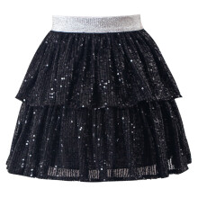 Girls sequin A-line skirt black kids rave outfit