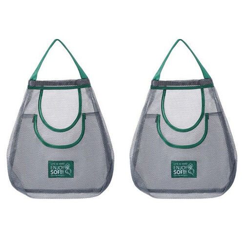 2X Reusable Kitchen Hanging Mesh Bag Large Capacity Home Fruit Vegetable Storage No.3