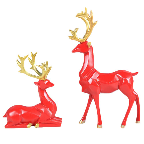 Christmas Reindeer Table Ornaments Resin Red 2PCS