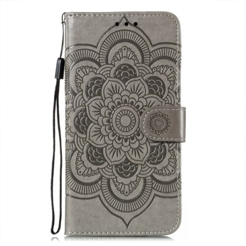 Samsung Galaxy S21 mandala leather case grey 1