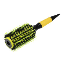 Round Hair Brush Nylon Bristles Yellow 10.04 x 2.76 in