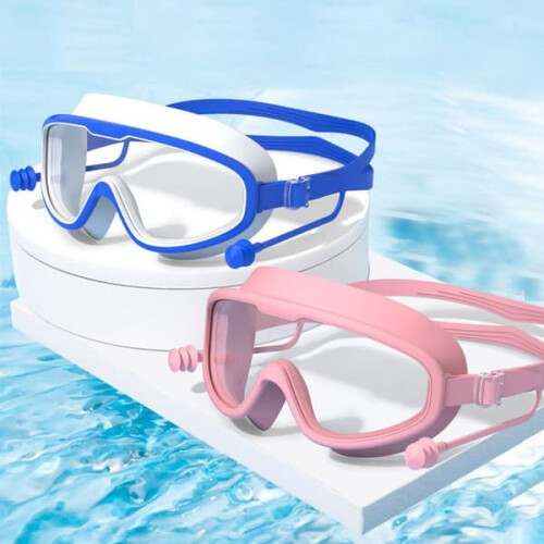 Children's swimming goggles with large frame and pink 1