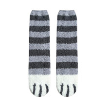 Winter Girls' Polyester Mid-Length Socks with Cute Cat Paw Design for Home and Outdoor Use