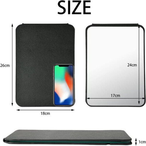 Foldable Tabletop Makeup Mirror PU Leather 25.5x18cm 1