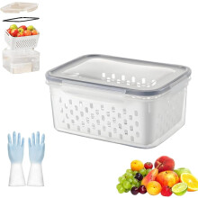 Transparente Kunststoff-Aufbewahrungsbox mit Abtropfkorb