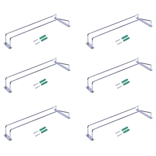 6X Glas Wein Champagner Cup Hangers Rack Halter mit Schrauben (Silber)
