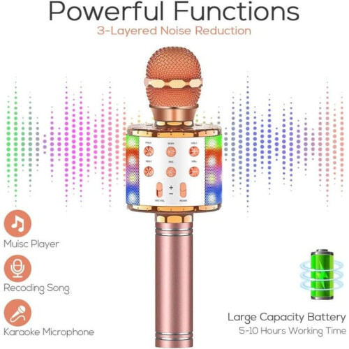 Kids LED Microphone for Karaoke, Ages 3-10 1