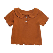 Toddler Girls Ruffle Tee Cotton Top Brown 2-3 Years
