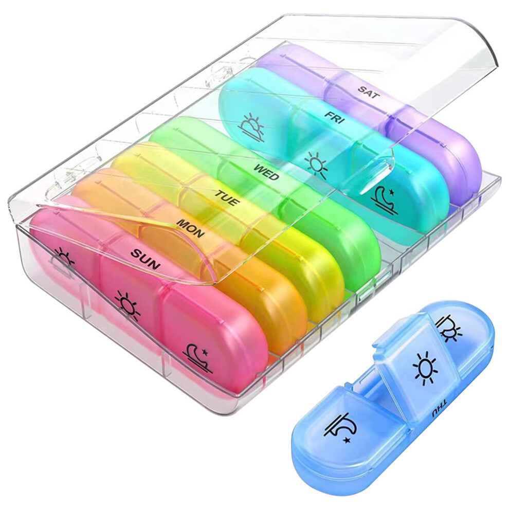 Pill Organizer Box Plastic Sealed 21 Compartments Daily