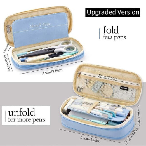 Pencil case light blue large capacity 1 piece 1