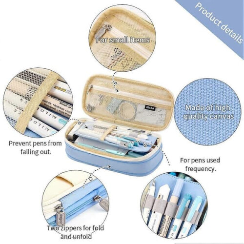 Pencil case light blue large capacity 1 piece 2