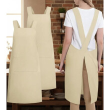 Japanese-style cross-back apron with pockets