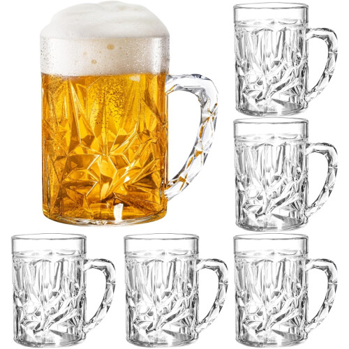 Plastic Beer Mugs with Handle 20 oz 6 Pack