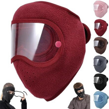 Fleece termisk vintermaske med aftagelige beskyttelsesbriller