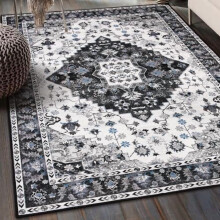 Vintage floral area rug 4x6 feet low pile non-slip