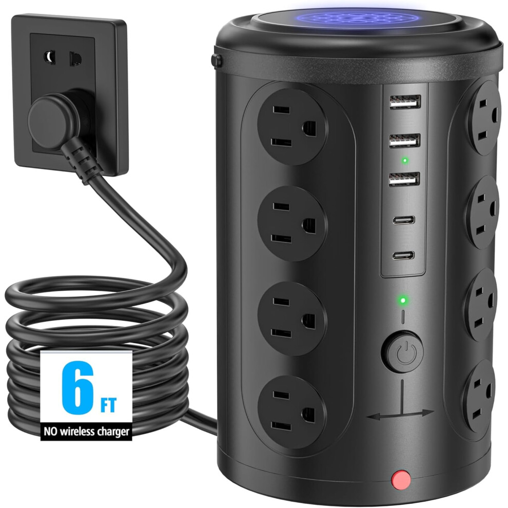 Tower Power Strip Surge Protector 16 Outlets 5 Usb 6Ft Cord 9401284974703