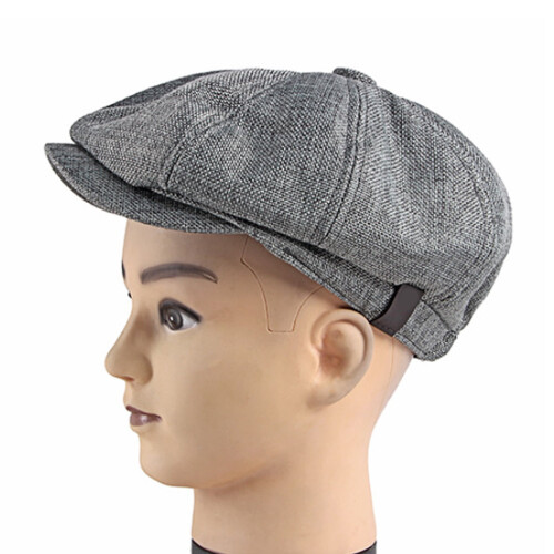 Men's Cotton Newsboy Cap Solid Color Vintage Style 2