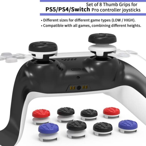PS5 silicone thumb grips multi-color 8-piece pack 2