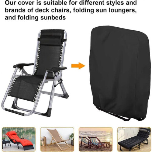 Folding Lounge Chair Covers Black 2-Pack 71x34x110 cm 1