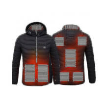 (Black, L) Heated Jacket, Winter Outdoor Warm Electric Heating Coat, 8 Heating Zones