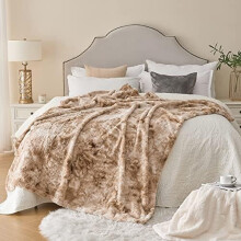 Oversized Faux Fur Blanket Beige 60 x 80 inches
