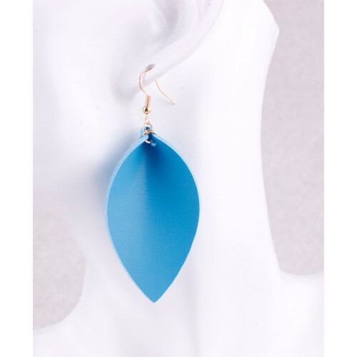 Women's handmade bohemian leaf drop earrings turquoise 1