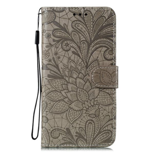 Samsung Galaxy A41 flower wallet case grey 1