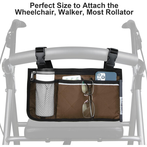 Wheelchair Side Bag with Cup Holder and Reflective Strip 1