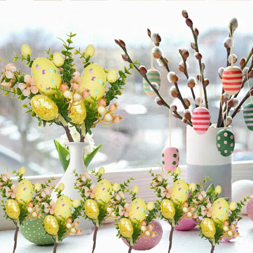 Easter Floral Picks Artificial Stems with Eggs and Berries 1