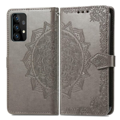 Samsung Galaxy A52/A52s mandala leather case grey 1