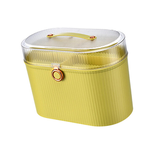 Boîte de rangement avec couvercle et poignée, deux compartiments, jaune 1