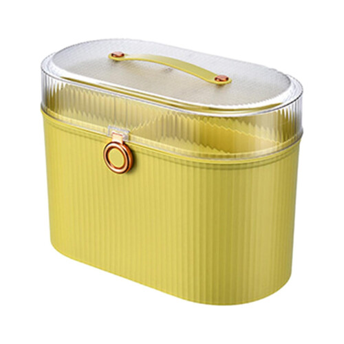 Boîte de rangement avec couvercle et poignée, deux compartiments, jaune 2