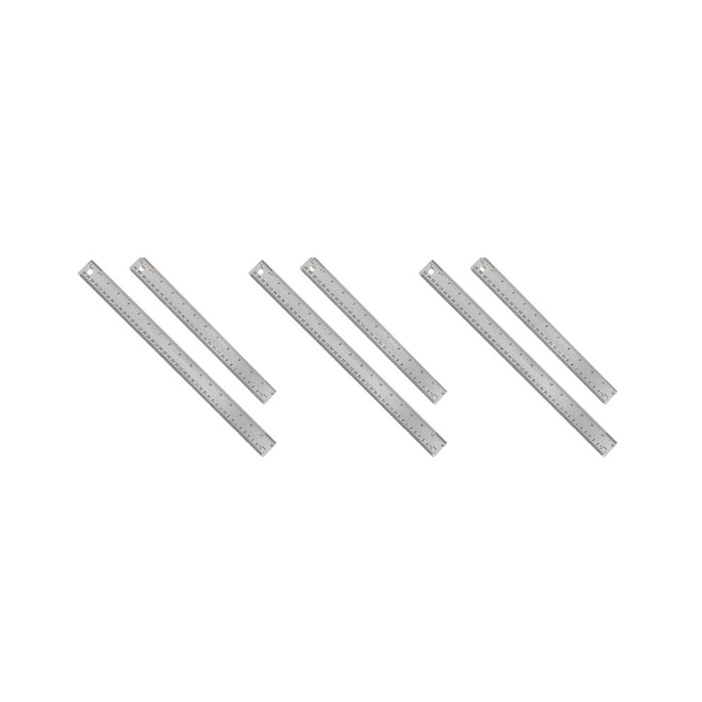 6X Metal Ruler With Cork Backing:(12+18 Inch) Stainless Steel Ruler Non-Slip Rulers With Inch And Centimeters 4713629614973