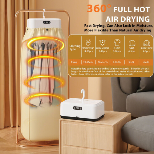 Portable Clothes Dryer 600W Foldable with Timer 1