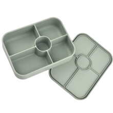 Fiambrera de silicona de 5 compartimentos con salsa desmontable.