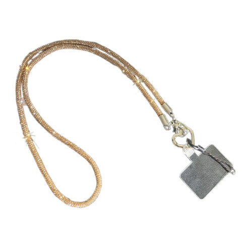 Cordão para celular com strass e porta-cartões