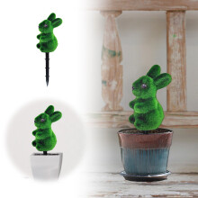 Estaca decorativa de jardín con forma de conejito, cubierta de musgo, 22 x 6,5 cm.