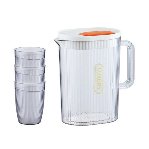 Carafă de apă rece cu capac, albă, 3 căni