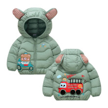 Dětská teplá bunda s kapucí, zelená, velikost 130