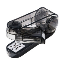 Grampeador de mesa com rotação de 360 e capacidade para 25 folhas.