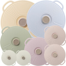 Silikondeckel-Set, 6 Größen, 8er-Pack, mikrowellengeeignet, wiederverwendbar