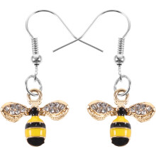 Pendientes colgantes de abeja con diamantes de imitación, aleación, 1 par
