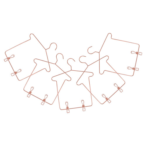 Kleiderbügelclips aus Eisen, Roségold, 5er-Set