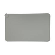Alfombrilla de silicona para alimentar mascotas, color gris, extragruesa e impermeable.