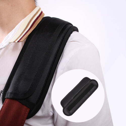 Cuscinetto antiscivolo nero per tracolla di chitarra, resistente, 8 cm