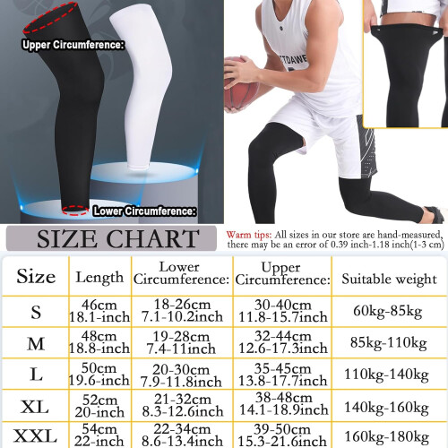 Leg Sleeves Compression Full-Length with Silicone Grip 2 1