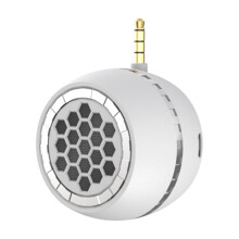 Mini altavoz portátil de 3W con entrada AUX de 3,5 mm, color blanco.